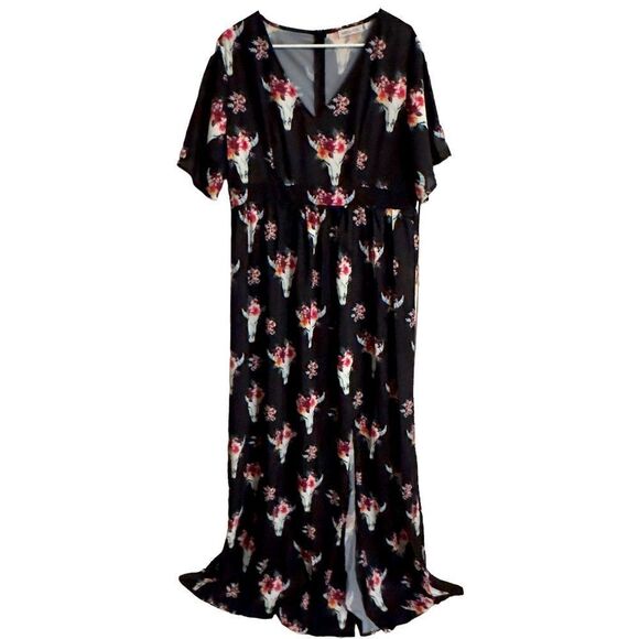 MISSLOOK Black Floral Maxi Dress Size 2XL - Picture 1 of 13